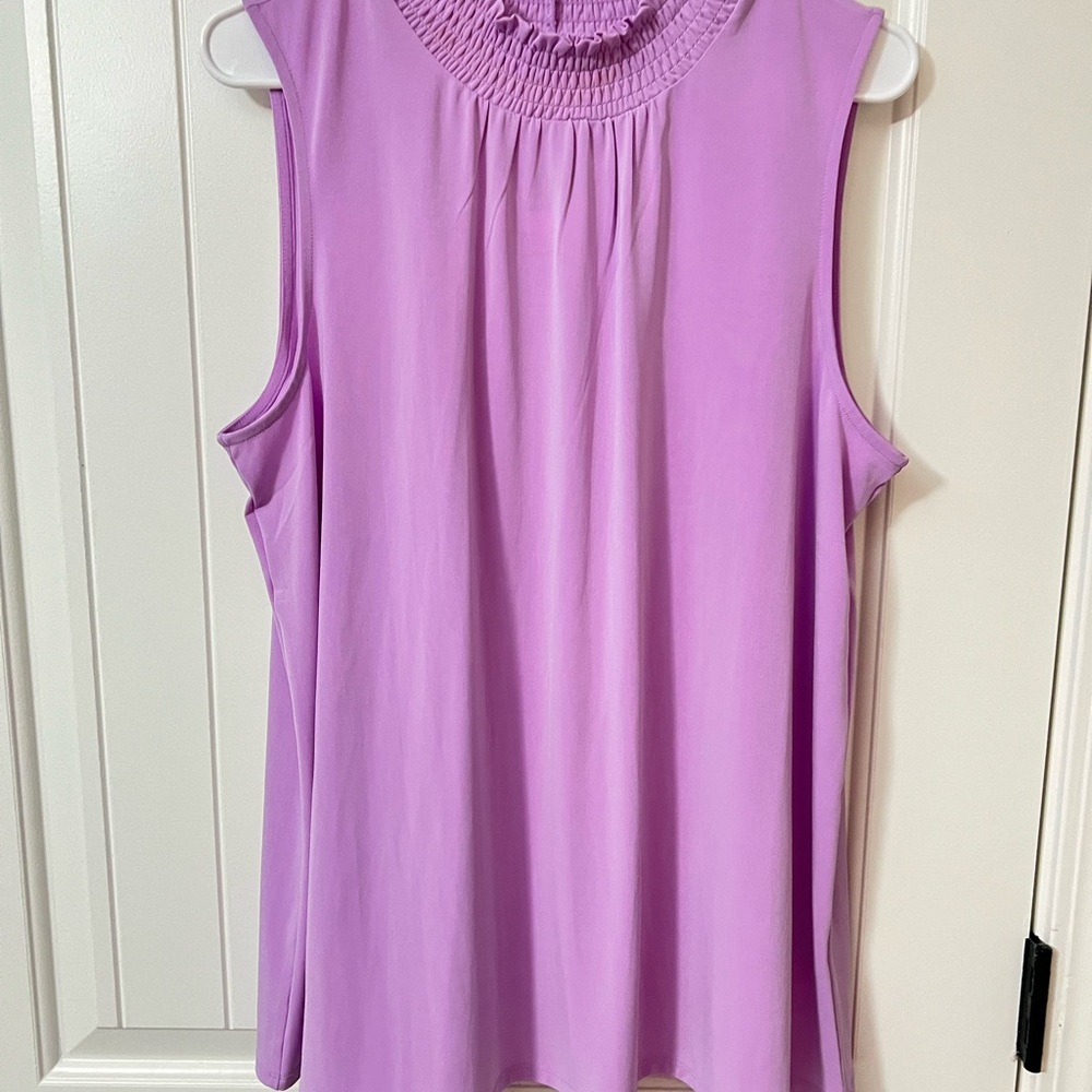 Cato Purple Smocked Sleeveless Blouse